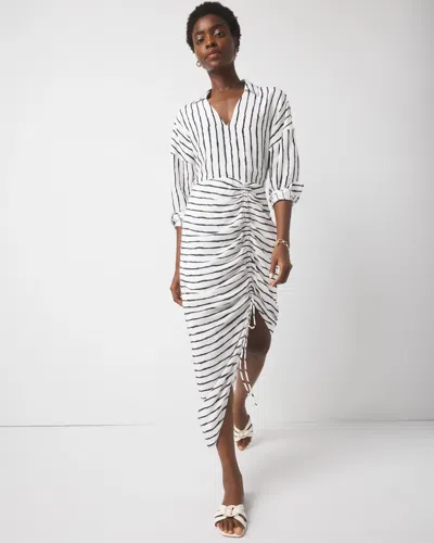 White House Black Market Ruched Crepe Midi Shirt Dress