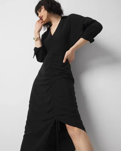 White House Black Market Ruched Crepe Midi Shirt Dress