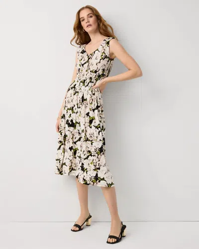 White House Black Market Ruched Fit + Flare Midi Dress