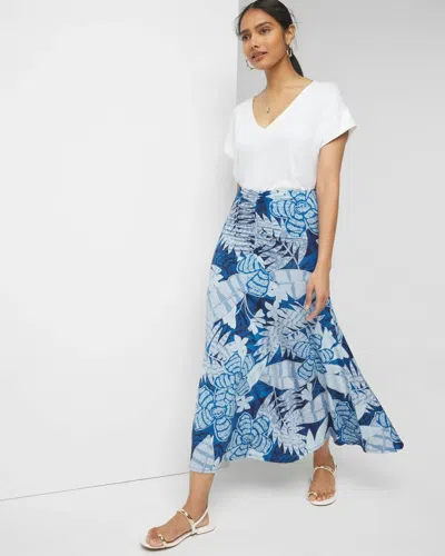 White House Black Market Ruched Front Maxi Skirt In Tropic Bliss Endless Blue