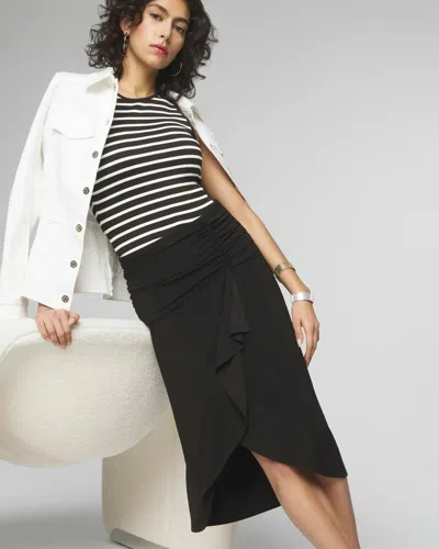 White House Black Market Ruched Matte Jersey Skirt In Black