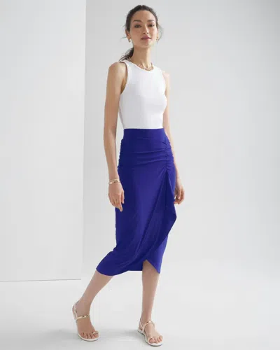 White House Black Market Ruched Matte Jersey Skirt In Blue