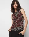 White House Black Market Ruched Mesh Tank Top
