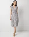 White House Black Market Ruched Midi Dress In Hazel Bloom Ecru