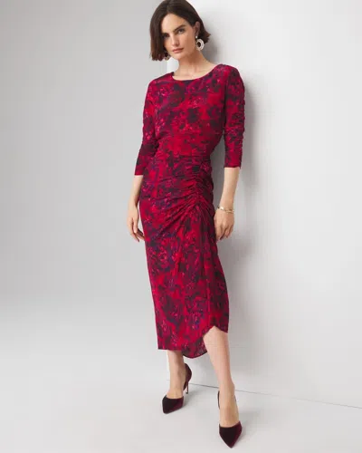 White House Black Market Ruched Midi Dress In Kaleidoscope M Indulgent
