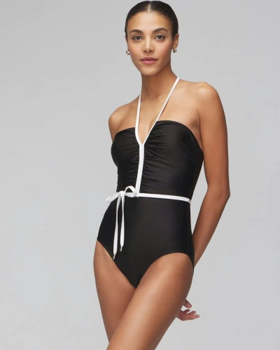 White House Black Market Ruched One Piece In Black/white