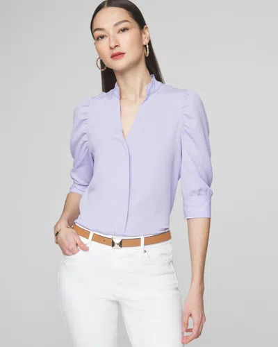White House Black Market Ruched Sleeve Shirt In Purple