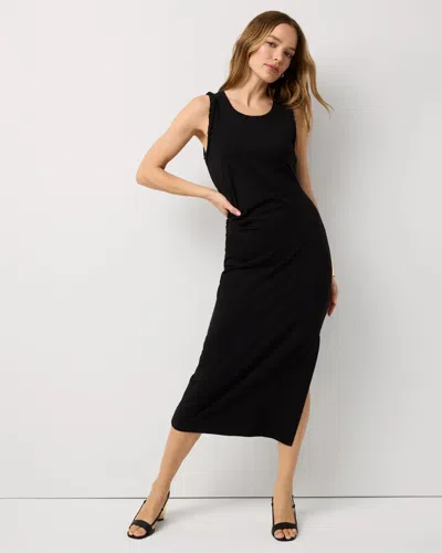 White House Black Market Ruched Sleeveless Midi Dress In Black