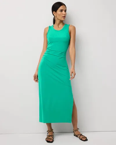 White House Black Market Ruched Sleeveless Midi Dress In Green