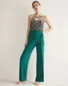 White House Black Market Ruched Waist Wide-leg Pants In Tropical Teal