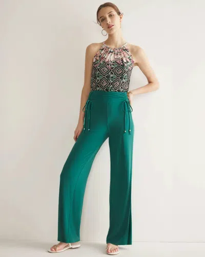 White House Black Market Ruched Waist Wide-leg Pants In Tropical Teal