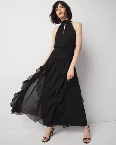 White House Black Market Ruffle Halter Maxi Dress