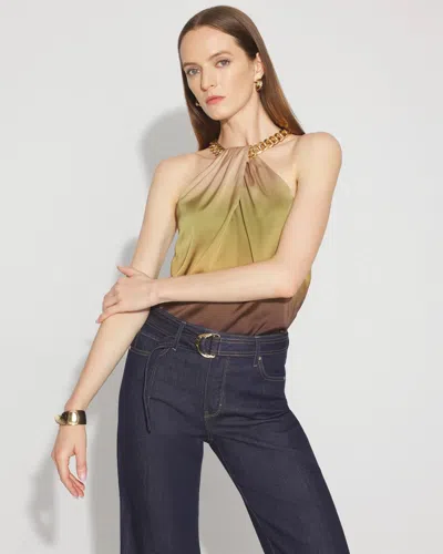 White House Black Market Satin Chain-neck Halter Top