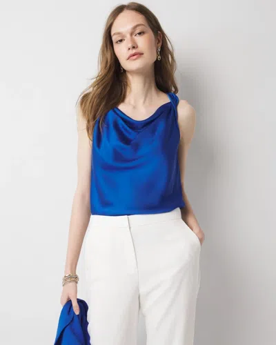 White House Black Market Satin Draped Shell In Brilliant Blue