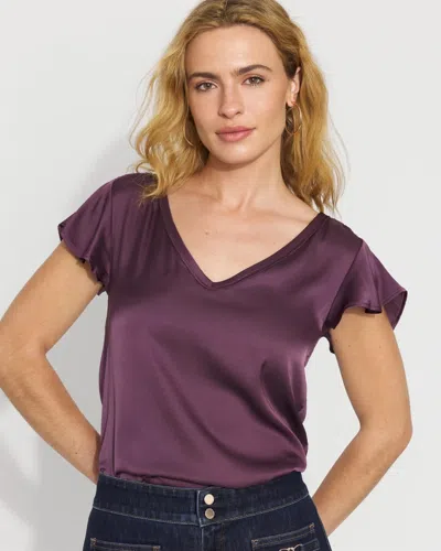 White House Black Market Satin-front Glamgetter Tee In Purple
