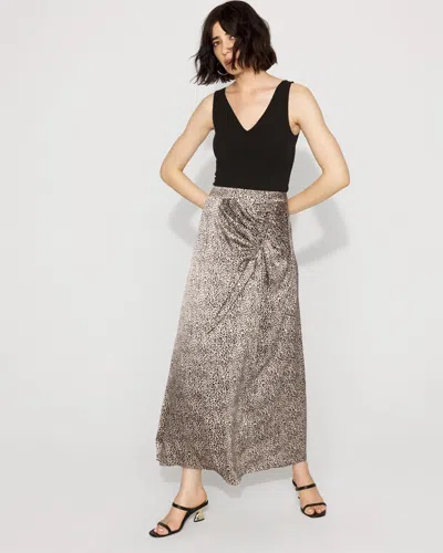 White House Black Market Satin Leopard Cinched Skirt