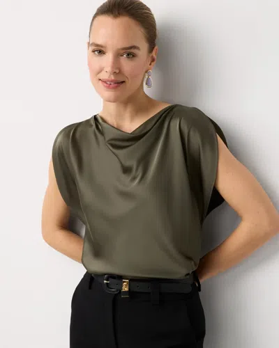 White House Black Market Satin Petal Sleeve Blouse In Brown
