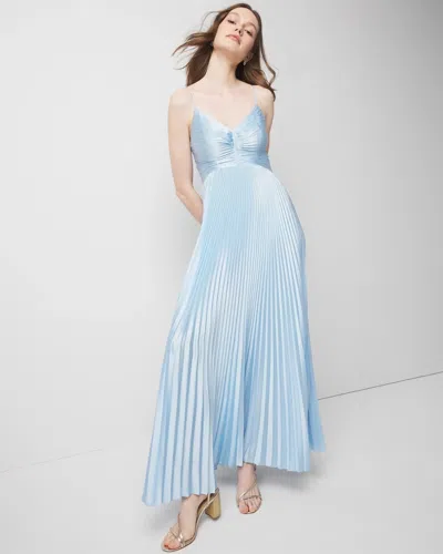 White House Black Market Satin Pleated Maxi Dress In Transparent
