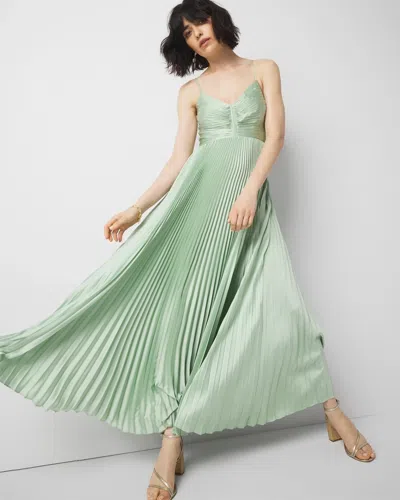 White House Black Market Satin Pleated Maxi Dress In Green