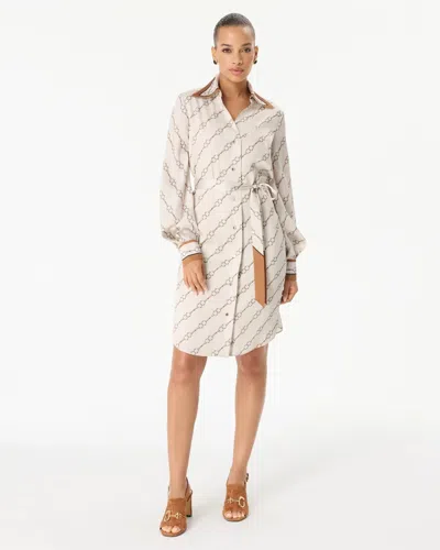 White House Black Market Satin Shirt Dress In Snaffle Bit Pl Edg Pumice