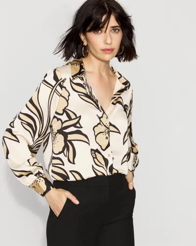 White House Black Market Satin Soft Shirt In Multi