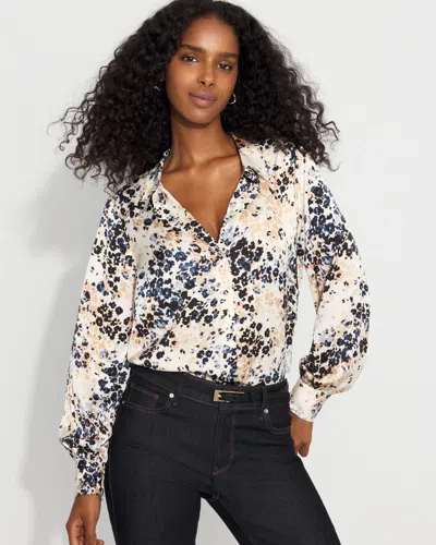 White House Black Market Satin Soft Shirt In Multi