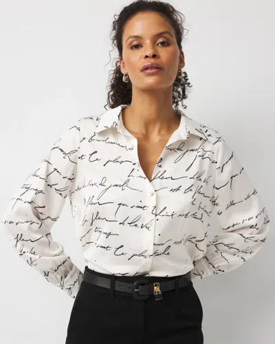 White House Black Market Satin Soft Shirt In White