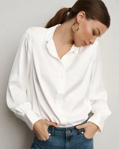 White House Black Market Satin Soft Shirt In White