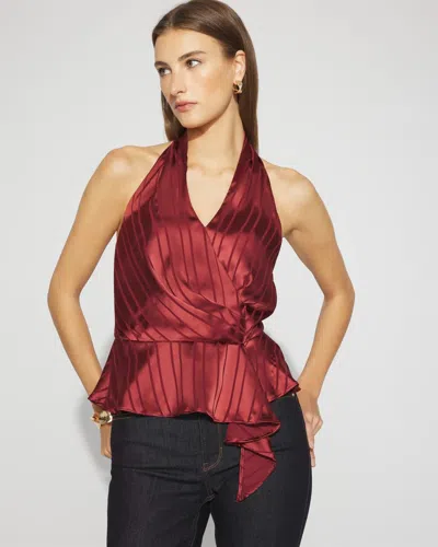 White House Black Market Satin Surplice Halter Top In Brown