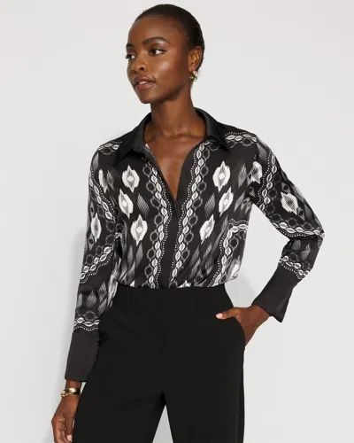 White House Black Market Satin Tuxedo Cuff Shirt
