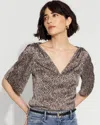 White House Black Market Satin Twist-shoulder Top In Animal Print