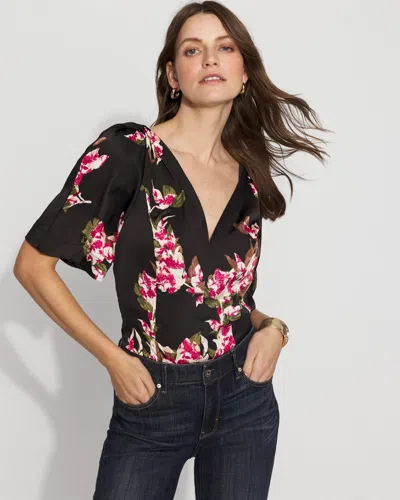 White House Black Market Satin Twist-shoulder Top In Black
