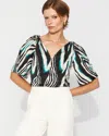 White House Black Market Satin Twist-shoulder Top In Black