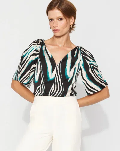 White House Black Market Satin Twist-shoulder Top In Black