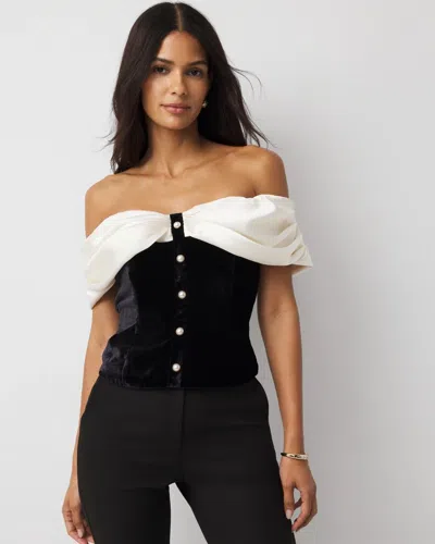 White House Black Market Satin + Velvet Bustier Top
