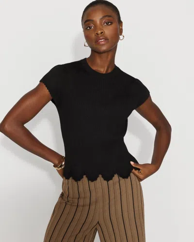 White House Black Market Scalloped Shimmer Sweater In Black
