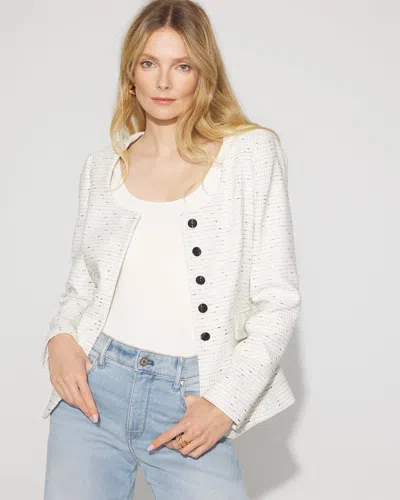 White House Black Market Scoop Neck Tweed Blazer In Multi