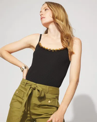 White House Black Market Sculpt Stretch Chain-trim Tank Top In Black