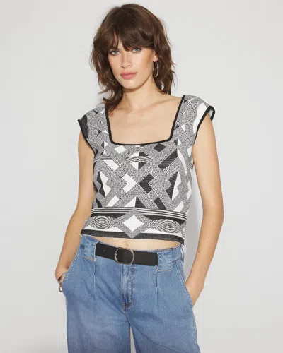 White House Black Market Sculpt Stretch Geometric Jacquard Sweater Tank Top In Multi