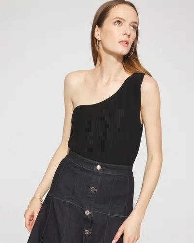 White House Black Market Sculpt Stretch One Shoulder Sweater In Black