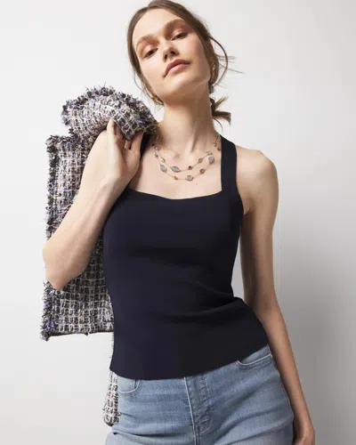 White House Black Market Sculpt Stretch Sweater Halter In Officer Blue