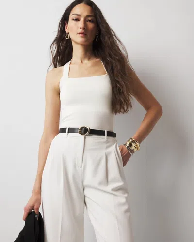 White House Black Market Sculpt Stretch Sweater Halter In White