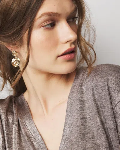 White House Black Market Sculptural Disc Drop Earrings |  In Gold