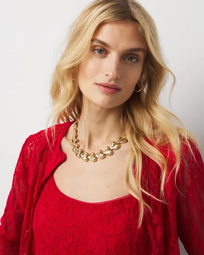 White House Black Market Sculptural Hearts Necklace |  In Gold