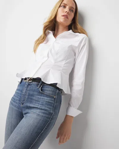 White House Black Market Seamed Poplin Shirt In White
