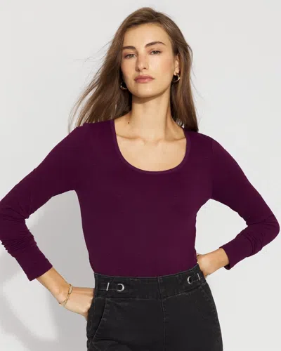 White House Black Market Seamless Jacquard Scoop Neck Tee In Purple