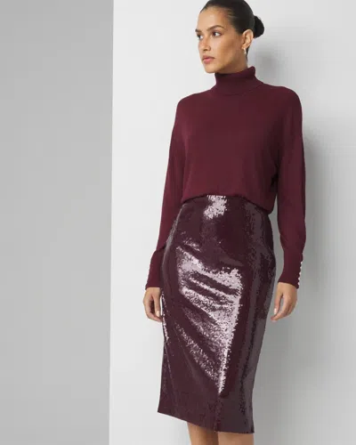 White House Black Market Sequin Midi Skirt In Wine Sequins