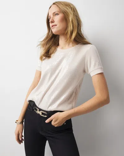 White House Black Market Sequin Tee In Pearl Dust Sequin