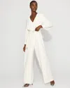 White House Black Market Sheer Sleeve Crepe Jumpsuit In White