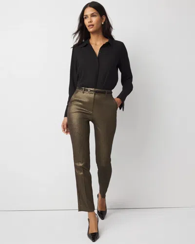 White House Black Market Shimmery Slim Ankle Pants In Green